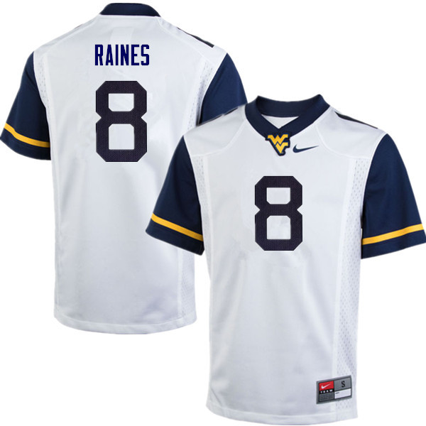 NCAA Men's Kwantel Raines West Virginia Mountaineers White #8 Nike Stitched Football College Authentic Jersey LF23O04YT